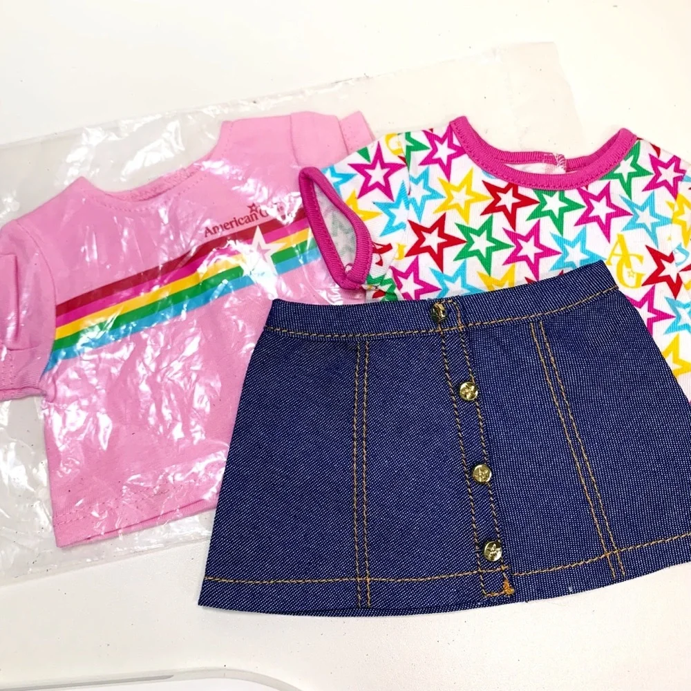 NEW! American Girl Doll Clothing Lot 2 Tops and Skirt